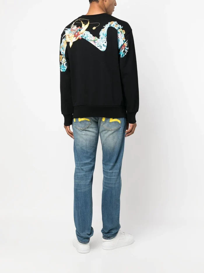 EVISU Logo-print Detail Sweatshirt Black - MAISONDEFASHION.COM