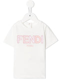 FENDI BABY Embroidered-logo T-shirt White/Pink - MAISONDEFASHION.COM