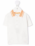 FENDI BABY FF-collar Polo Shirt White - MAISONDEFASHION.COM