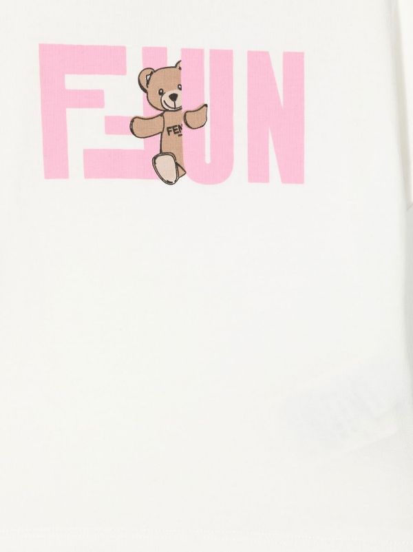 FENDI BABY Logo-print Short-sleeved T-shirt White - MAISONDEFASHION.COM