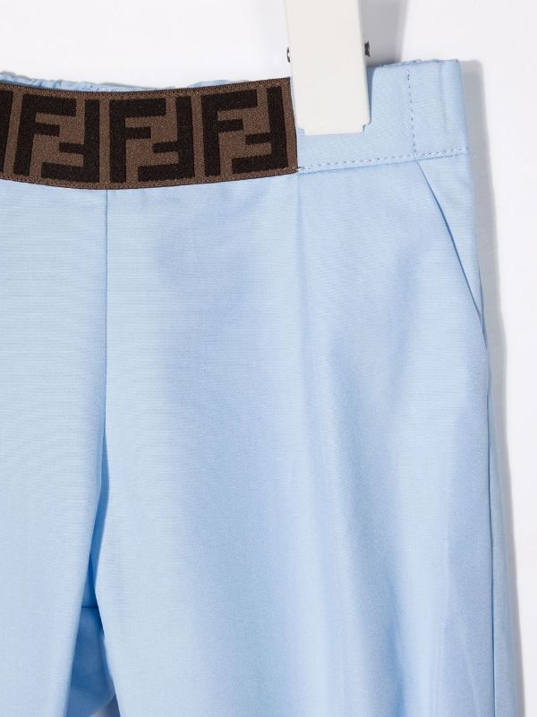 FENDI BABY Logo-waistband Trousers Blue - MAISONDEFASHION.COM