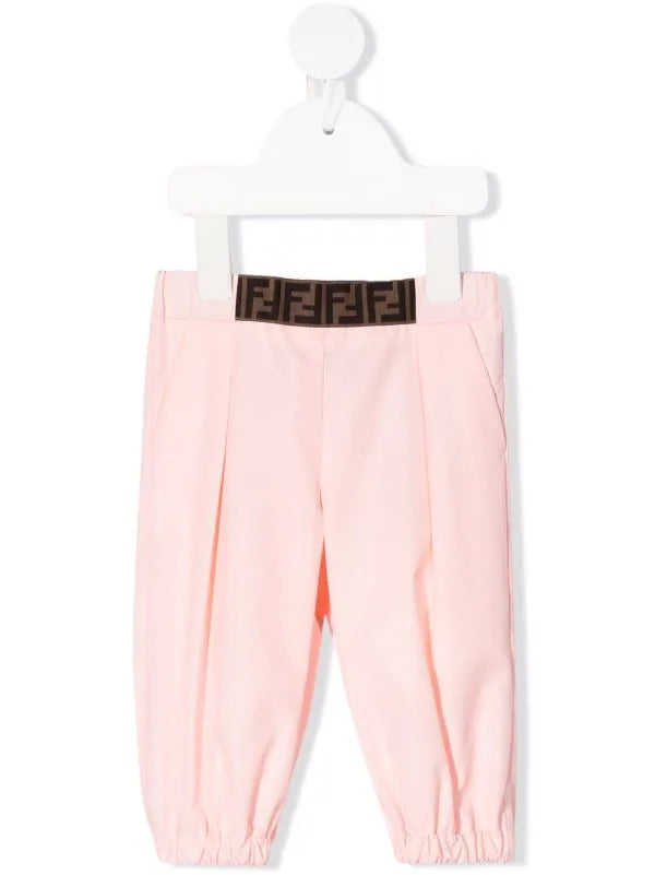FENDI BABY Logo-waistband Trousers Pink - MAISONDEFASHION.COM