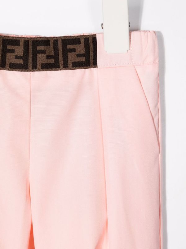 FENDI BABY Logo-waistband Trousers Pink - MAISONDEFASHION.COM