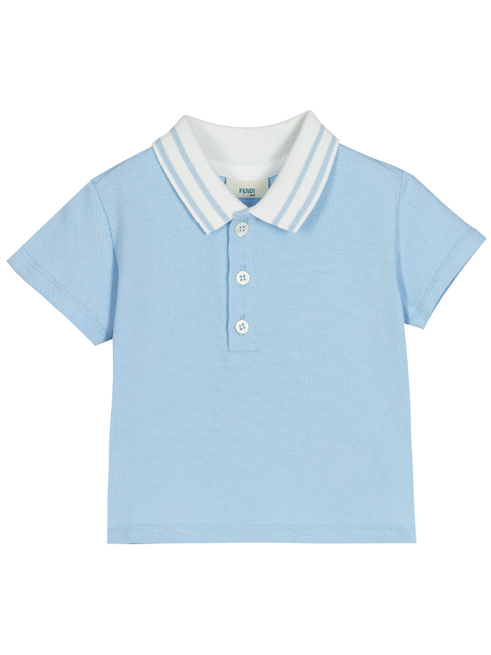 FENDI BABY Polo Shirt Light Blue - MAISONDEFASHION.COM