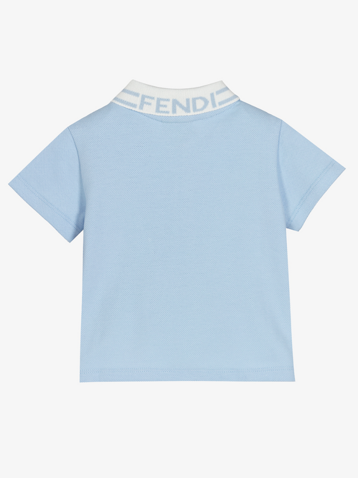 FENDI BABY Polo Shirt Light Blue - MAISONDEFASHION.COM