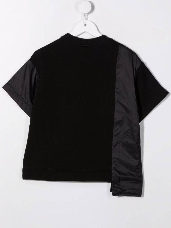 FENDI KIDS Asymmetric Panelled T-shirt Black - MAISONDEFASHION.COM