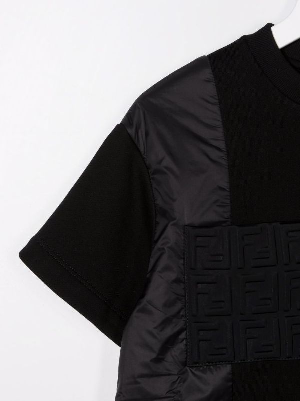 FENDI KIDS Asymmetric Panelled T-shirt Black - MAISONDEFASHION.COM
