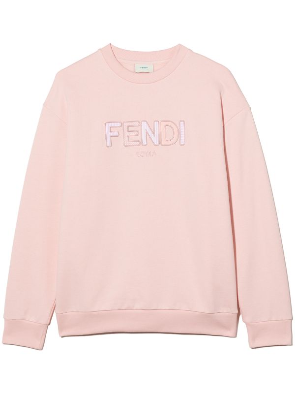 FENDI KIDS Logo Sweatshirt Pink - MAISONDEFASHION.COM