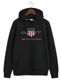 GANT Archive Shield Hoodie Black - MAISONDEFASHION.COM