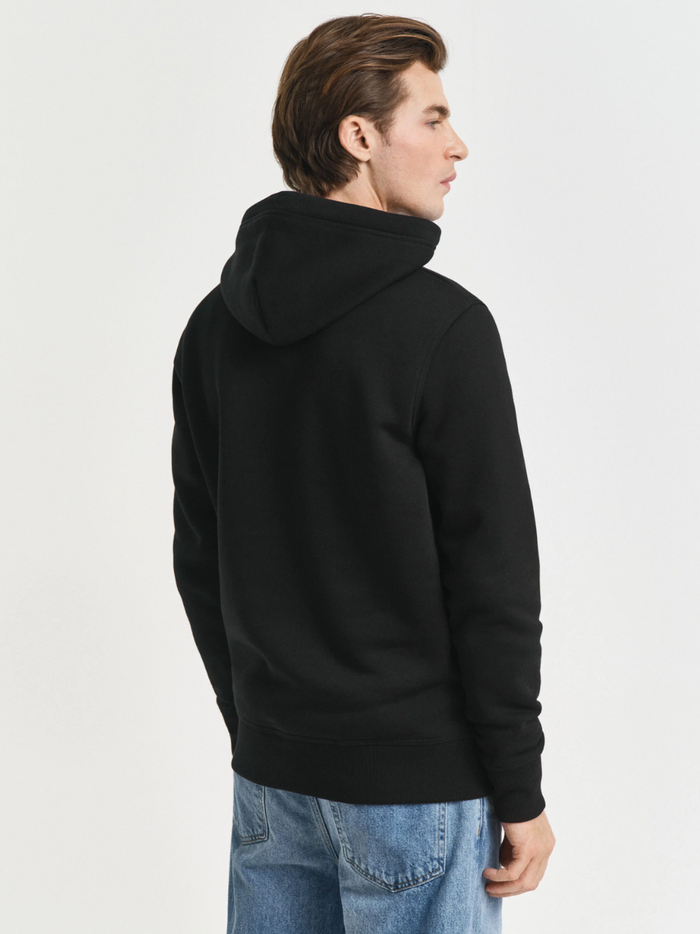 GANT Archive Shield Hoodie Black - MAISONDEFASHION.COM