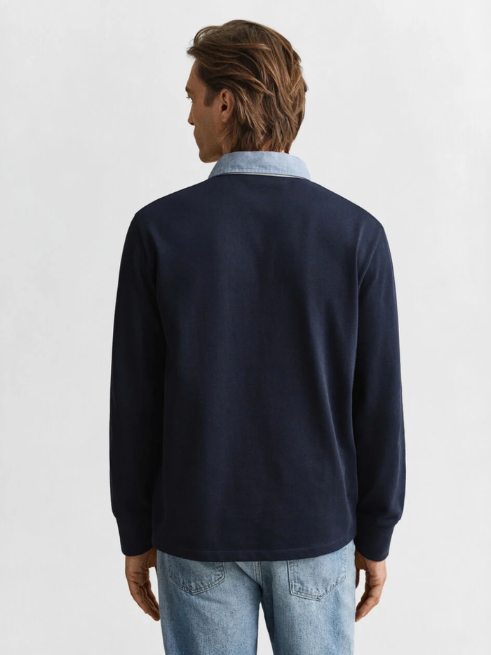 GANT Chambray Collar Heavy Rugger Evening Blue - MAISONDEFASHION.COM
