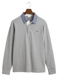 GANT Chambray Collar Heavy Rugger Grey Melange - MAISONDEFASHION.COM