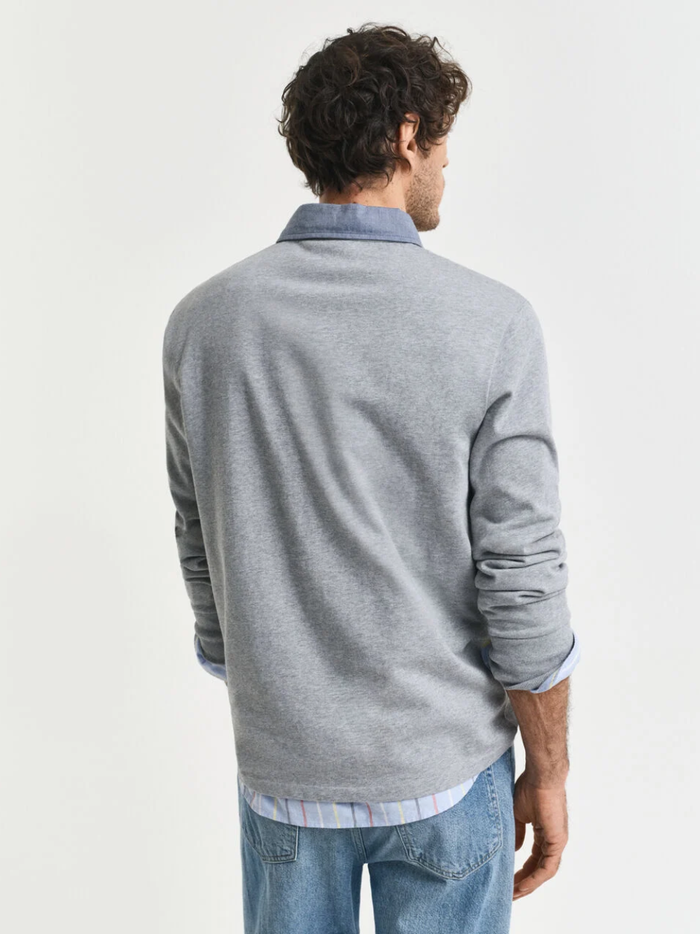 GANT Chambray Collar Heavy Rugger Grey Melange - MAISONDEFASHION.COM