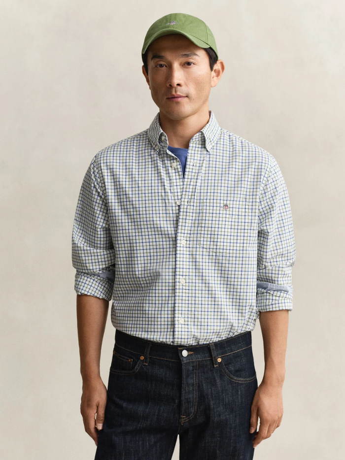 GANT Checked Classic Poplin Shirt Herb Green - MAISONDEFASHION.COM
