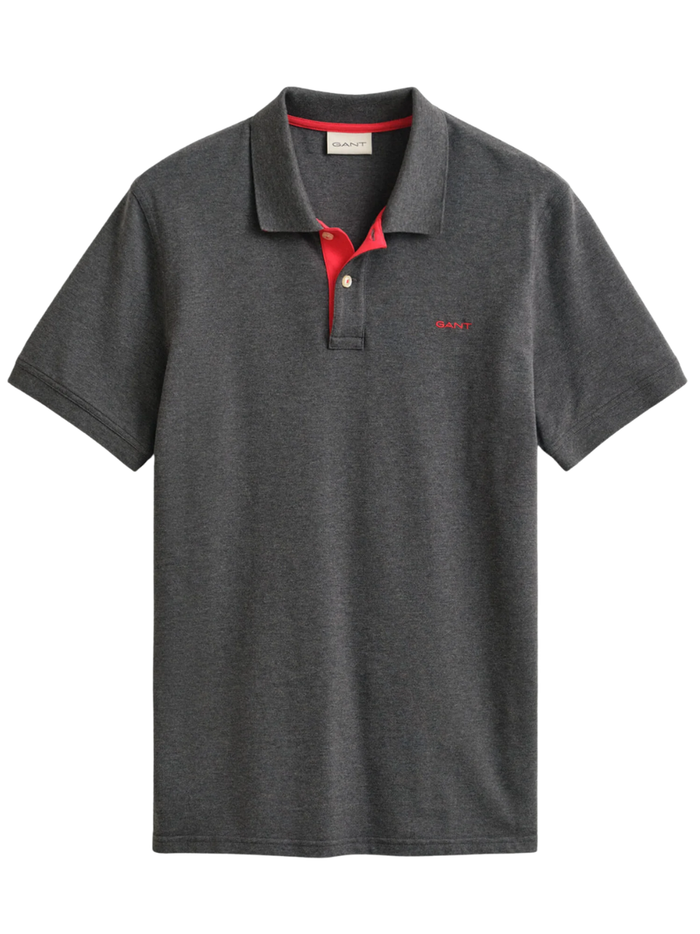 GANT Contrast Piqué Polo Shirt Antracit Melange - MAISONDEFASHION.COM