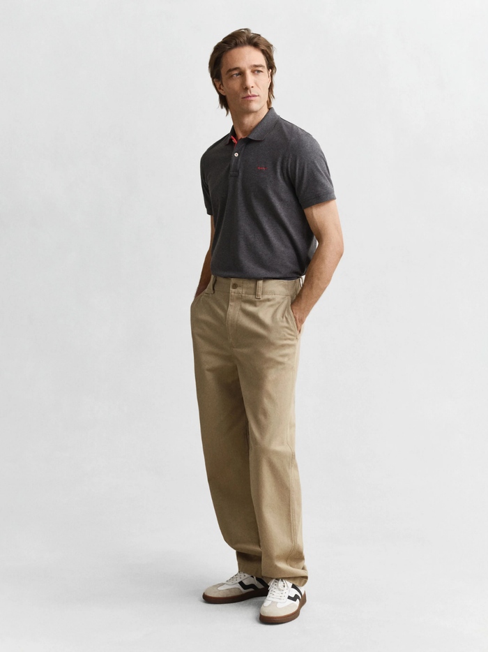 GANT Contrast Piqué Polo Shirt Antracit Melange - MAISONDEFASHION.COM