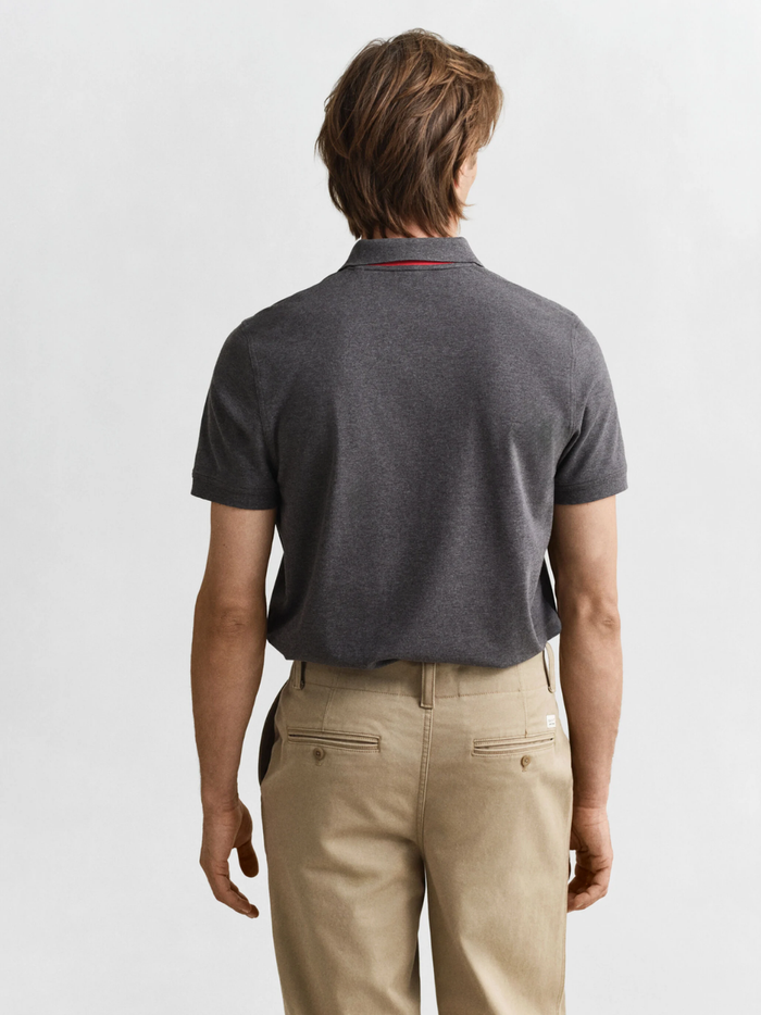 GANT Contrast Piqué Polo Shirt Antracit Melange - MAISONDEFASHION.COM