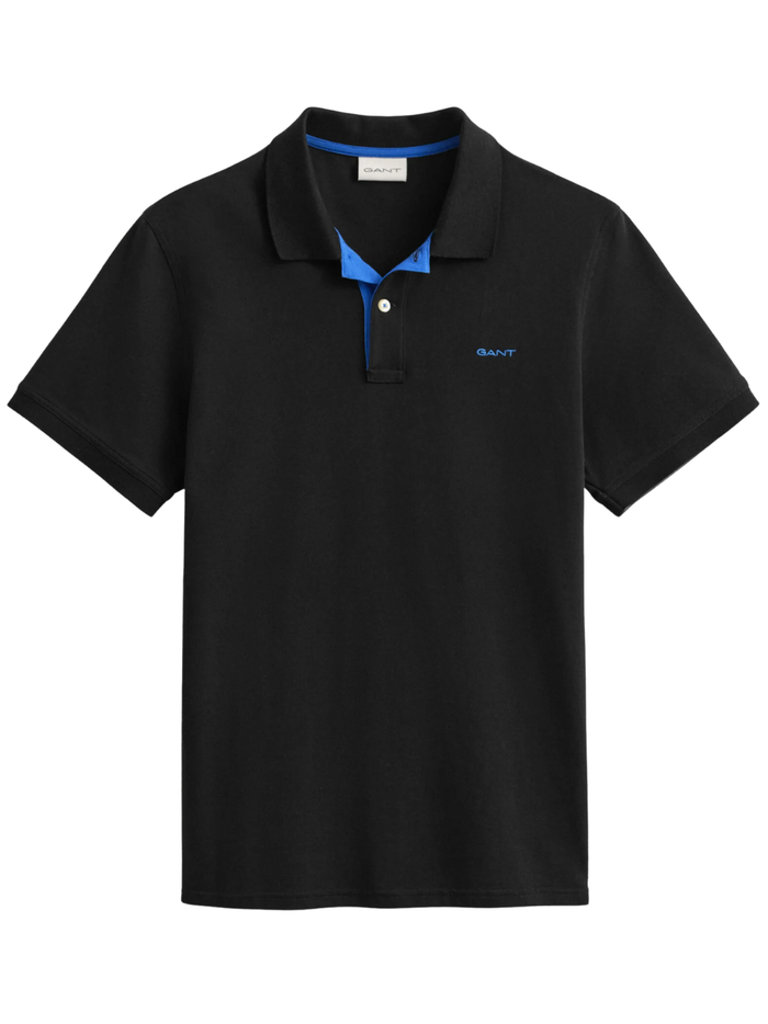 GANT Contrast Piqué Polo Shirt Black - MAISONDEFASHION.COM