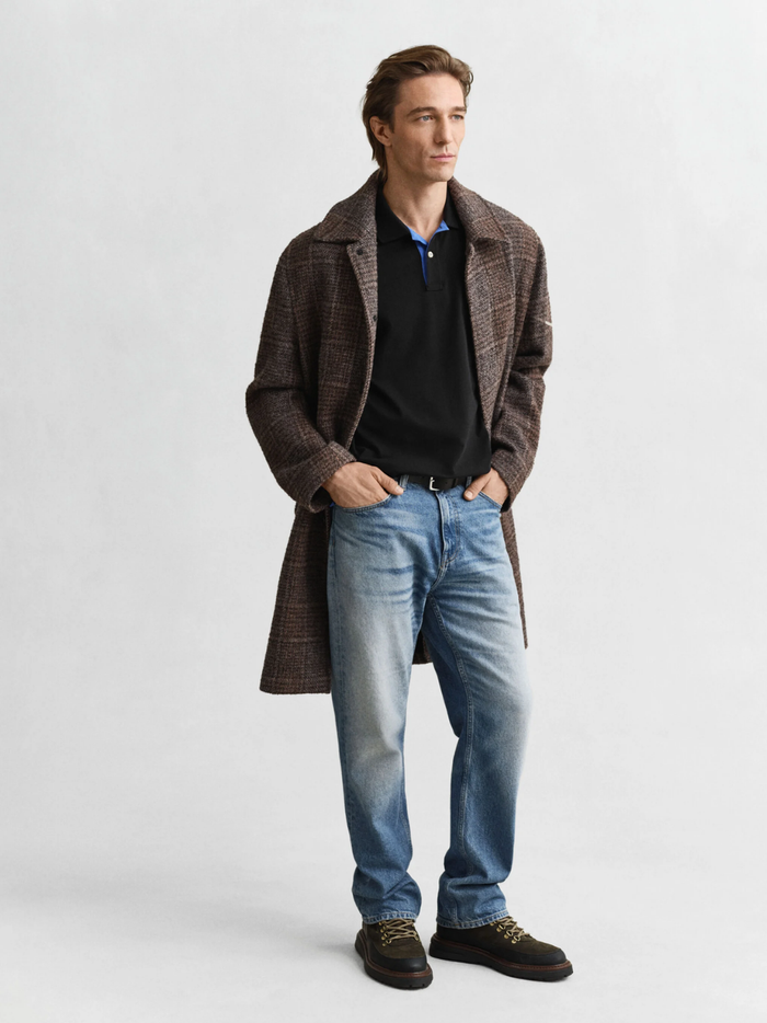 GANT Contrast Piqué Polo Shirt Black - MAISONDEFASHION.COM