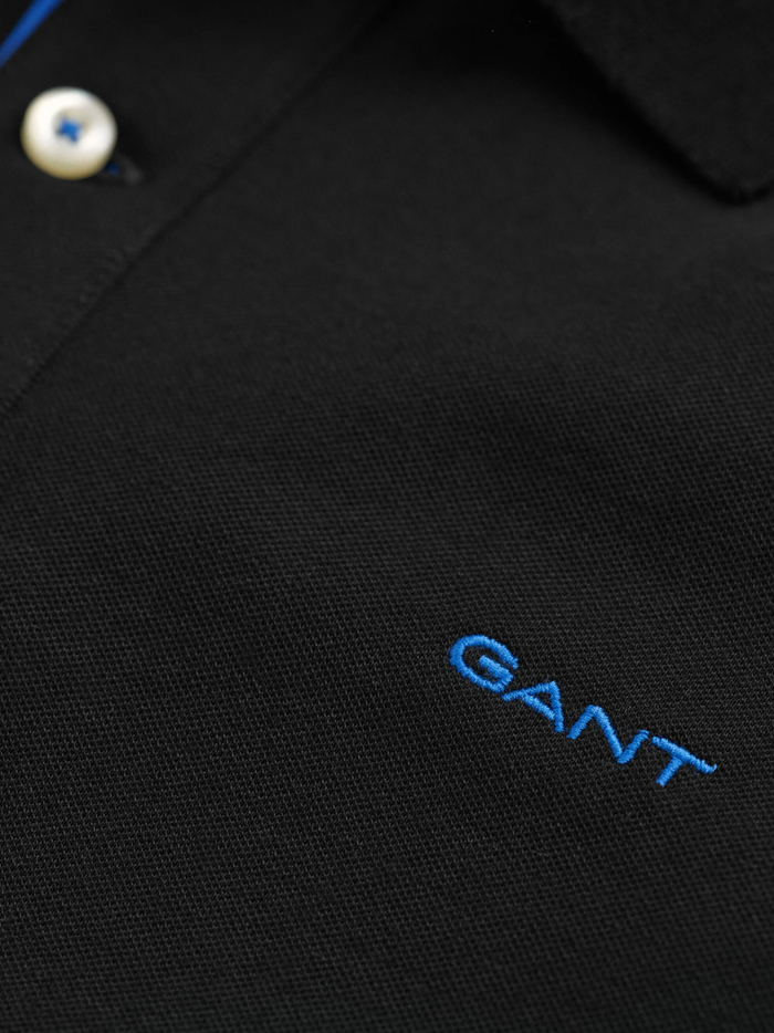 GANT Contrast Piqué Polo Shirt Black - MAISONDEFASHION.COM
