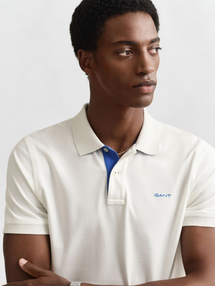 GANT Contrast Piqué Polo Shirt Eggshell - MAISONDEFASHION.COM