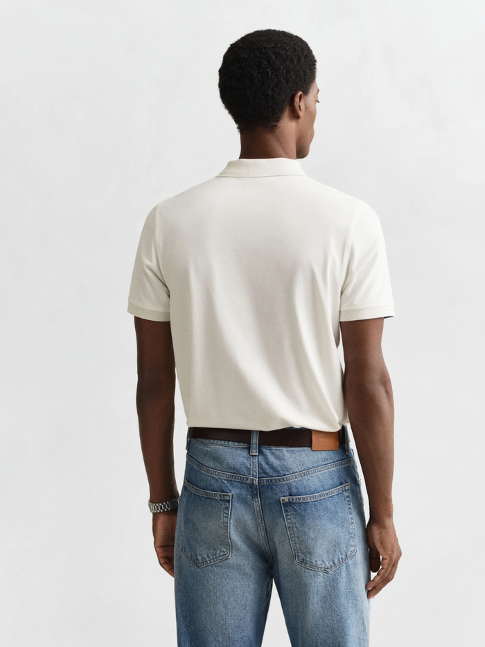 GANT Contrast Piqué Polo Shirt Eggshell - MAISONDEFASHION.COM
