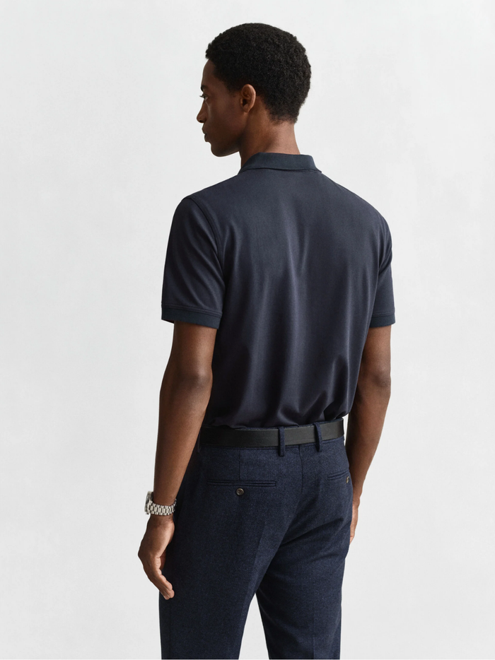 GANT Contrast Piqué Polo Shirt Evening Blue - MAISONDEFASHION.COM