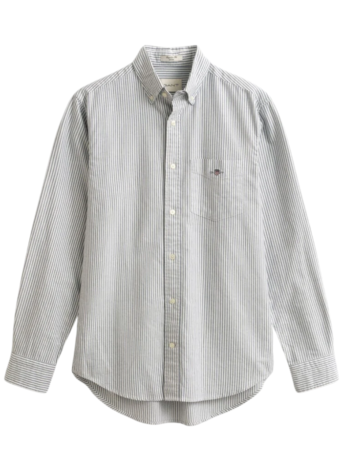 GANT Regular Fit Banker Stripe Classic Oxford Shirt Persian Blue - MAISONDEFASHION.COM