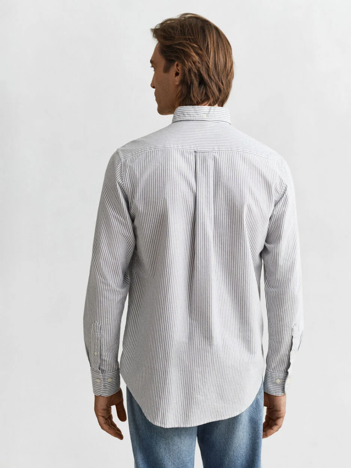 GANT Regular Fit Banker Stripe Classic Oxford Shirt Persian Blue - MAISONDEFASHION.COM
