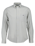 GANT Regular Fit Classic Banker Stripe Poplin Shirt Pewter Grey - MAISONDEFASHION.COM