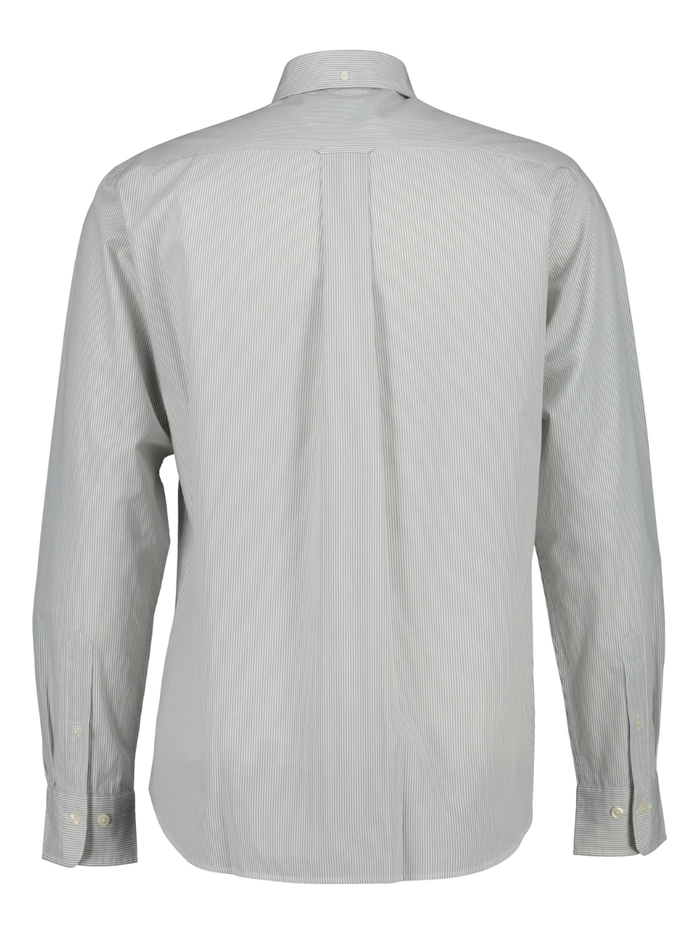 GANT Regular Fit Classic Banker Stripe Poplin Shirt Pewter Grey - MAISONDEFASHION.COM