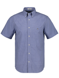 GANT Regular Fit Classic Gingham Poplin Short Sleeve Shirt College Blue - MAISONDEFASHION.COM