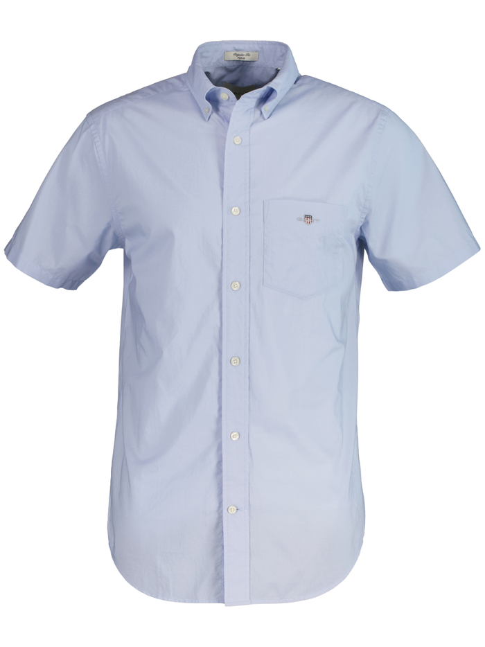 GANT Regular Fit Classic Short Sleeve Poplin Shirt Light Blue - MAISONDEFASHION.COM