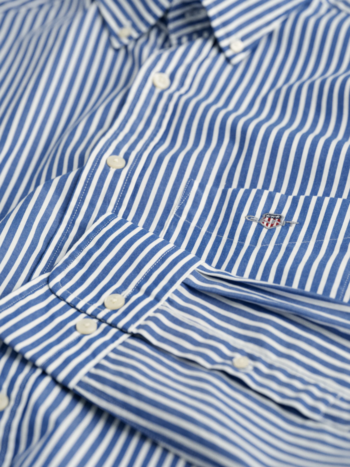 GANT Regular Fit Classic Striped Poplin Shirt College Blue - MAISONDEFASHION.COM