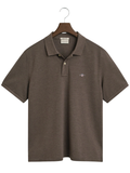 GANT Regular Fit Shield Piqué Polo Shirt Seawood Melange - MAISONDEFASHION.COM