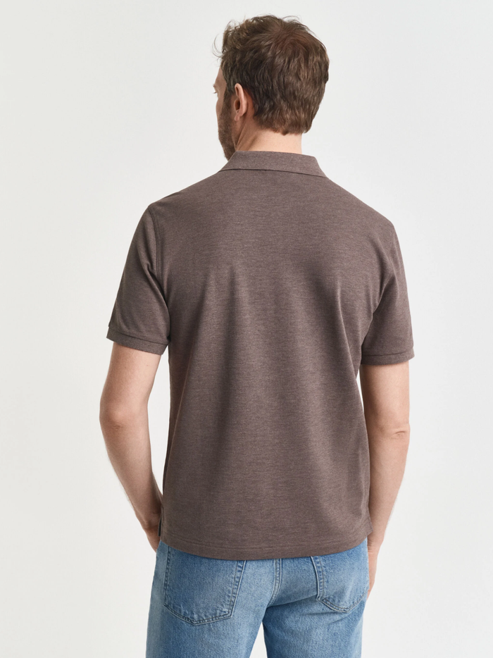 GANT Regular Fit Shield Piqué Polo Shirt Seawood Melange - MAISONDEFASHION.COM