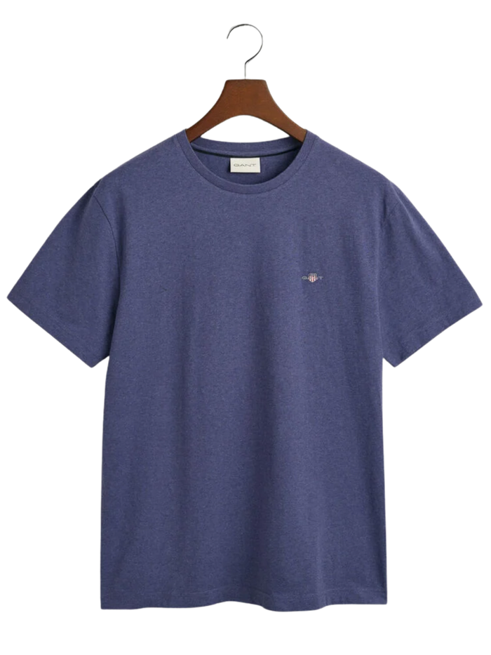 GANT Regular Fit Shield T-Shirt Dark Jeans Blue Melange - MAISONDEFASHION.COM