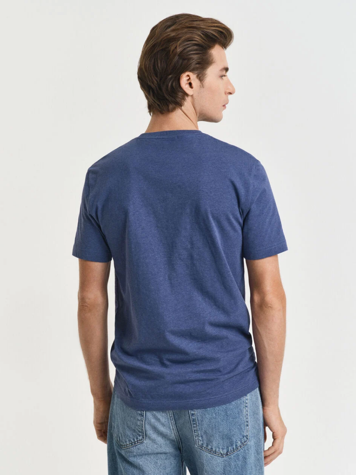 GANT Regular Fit Shield T-Shirt Dark Jeans Blue Melange - MAISONDEFASHION.COM