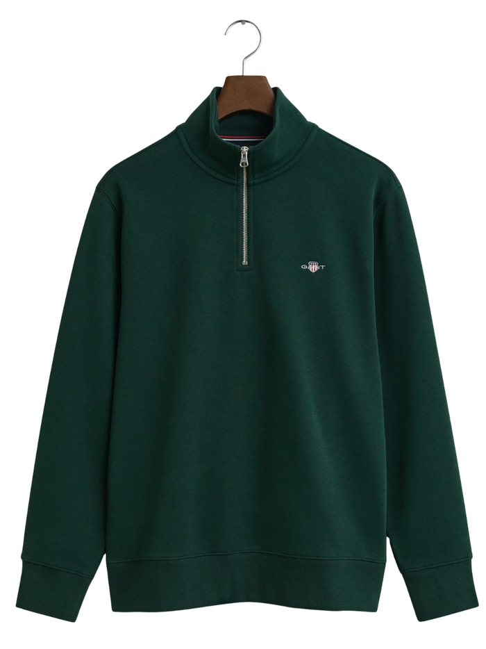 GANT Shield Half-Zip Sweatshirt Tartan Green - MAISONDEFASHION.COM