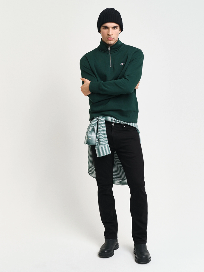 GANT Shield Half-Zip Sweatshirt Tartan Green - MAISONDEFASHION.COM