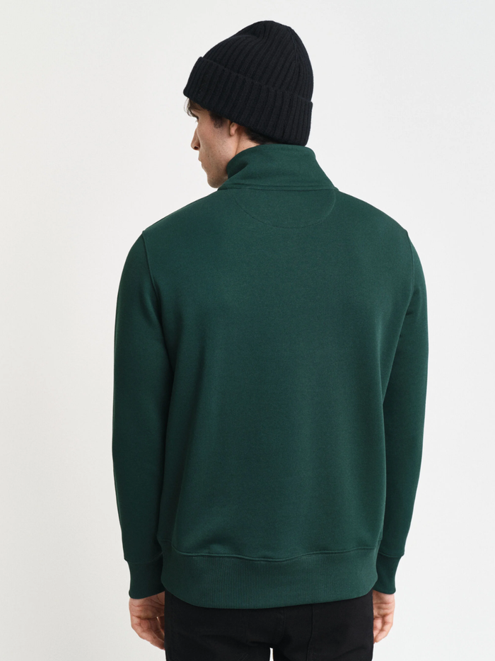 GANT Shield Half-Zip Sweatshirt Tartan Green - MAISONDEFASHION.COM