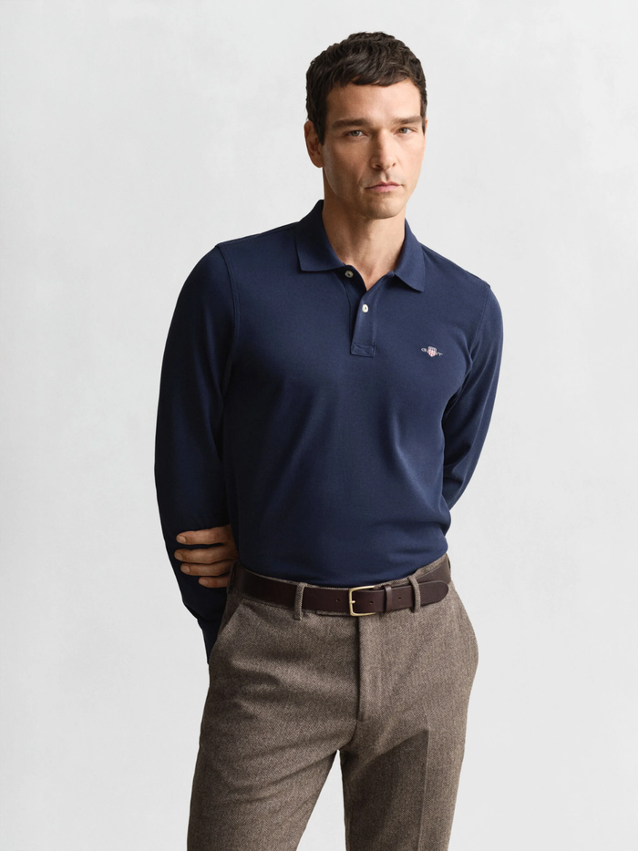 GANT Shield Piqué Rugger Evening Blue - MAISONDEFASHION.COM