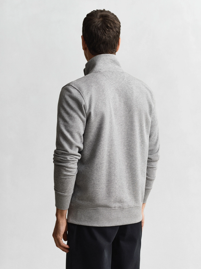 GANT Shield Zip Sweatshirt Grey Melange - MAISONDEFASHION.COM
