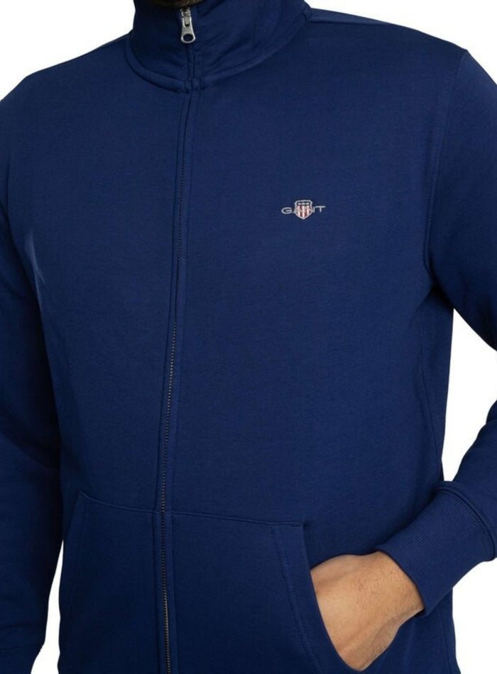 GANT Shield Zip Sweatshirt Rich Navy - MAISONDEFASHION.COM
