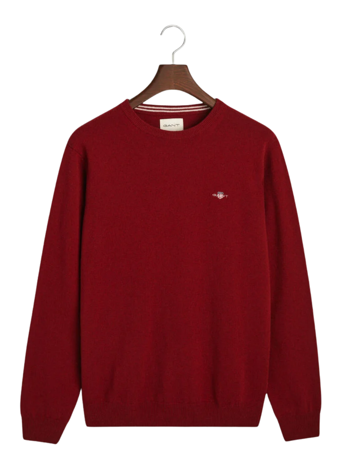 GANT Superfine Lambswool Crew Neck Sweater Plumped Red - MAISONDEFASHION.COM