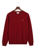 GANT Superfine Lambswool Crew Neck Sweater Plumped Red - MAISONDEFASHION.COM