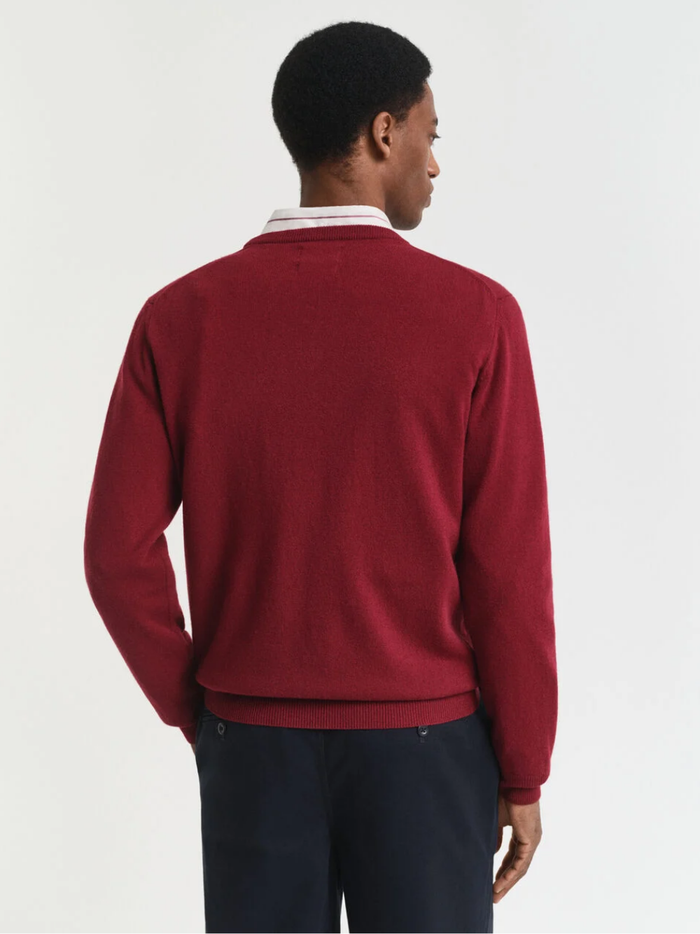 GANT Superfine Lambswool Crew Neck Sweater Plumped Red - MAISONDEFASHION.COM