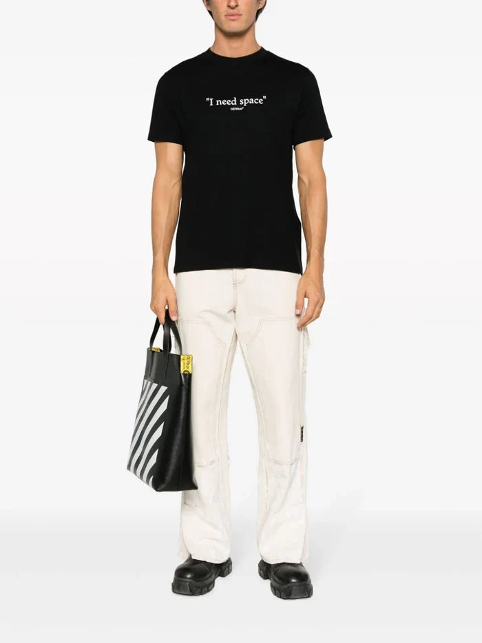 OFF-WHITE MEN Give Me Space S/S Slim T-Shirt Black/White - MAISONDEFASHION.COM