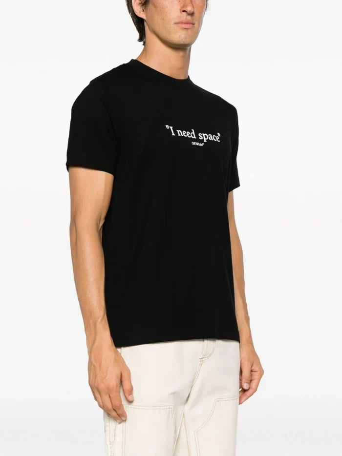 OFF-WHITE MEN Give Me Space S/S Slim T-Shirt Black/White - MAISONDEFASHION.COM