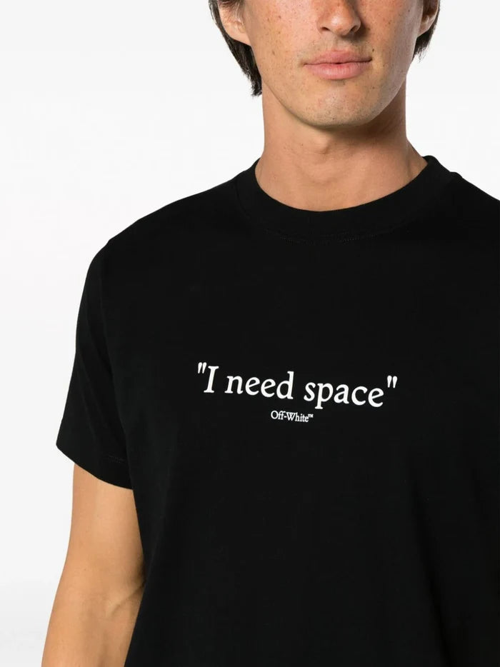 OFF-WHITE MEN Give Me Space S/S Slim T-Shirt Black/White - MAISONDEFASHION.COM